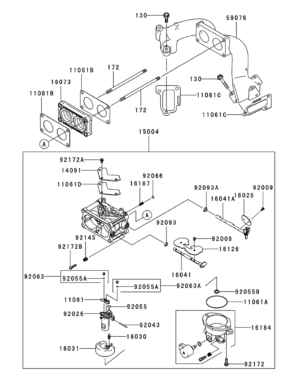 Fx1000v-As00 Carburetor Diagram and Parts List for M72-KW 53AI8CTZ750-37HP-OHV Cub Cadet Lawn Tractor